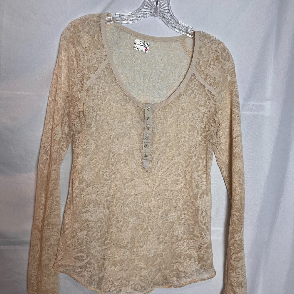 Women's Intimately Free People Lace long slv Henley top Size M